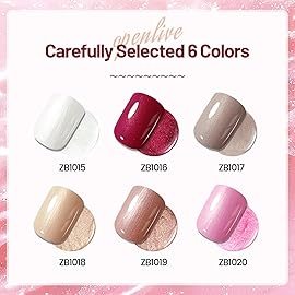 OpenLive 10ml Glitter Nail Polish Set 6 Colors Glitter Red Pink White Nail Polish Set for Nail Art