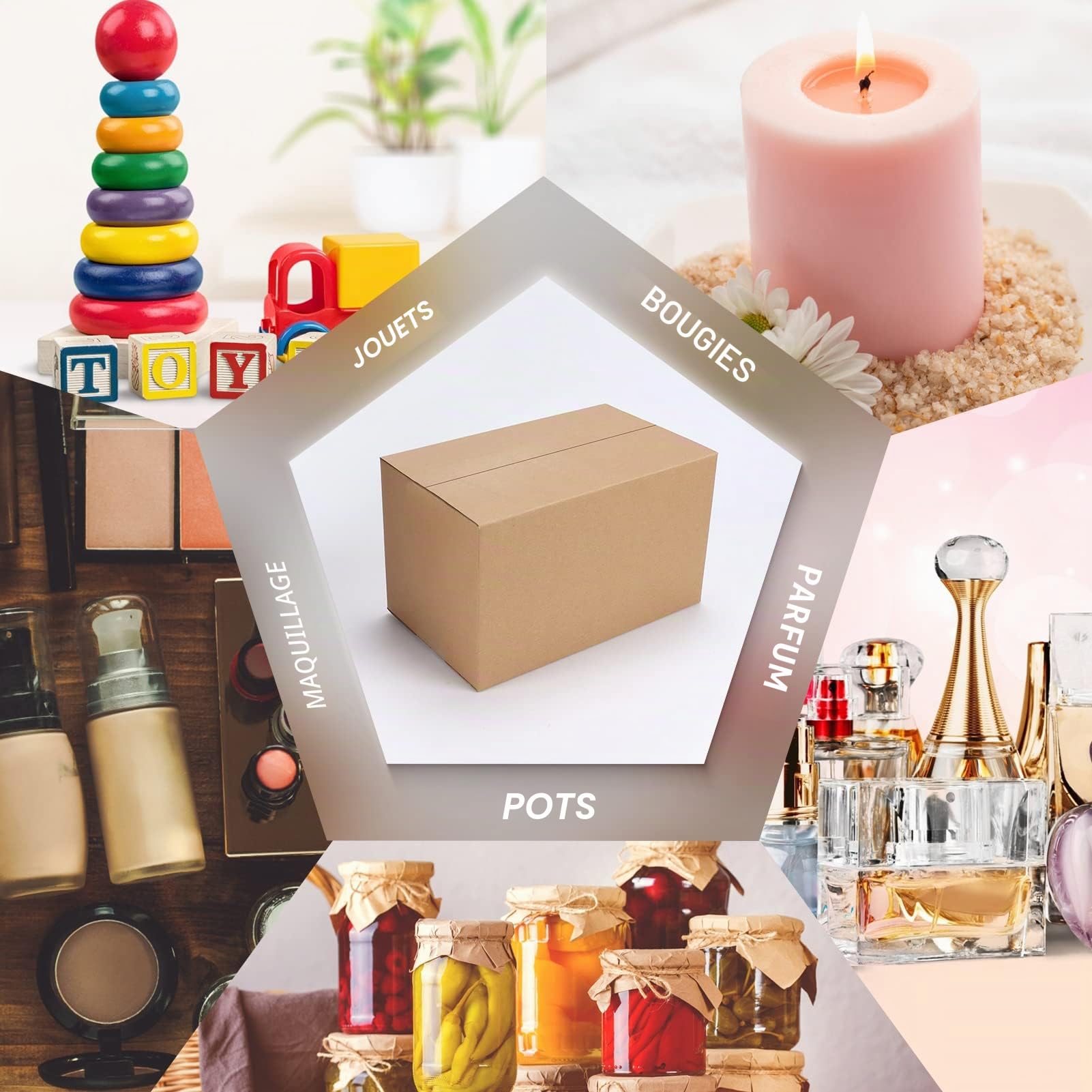 HORLIMER Boîte Carton d'expédition avec couvercle 25,4x15,3x15,3 cm Lot de 40 Pliable Marron