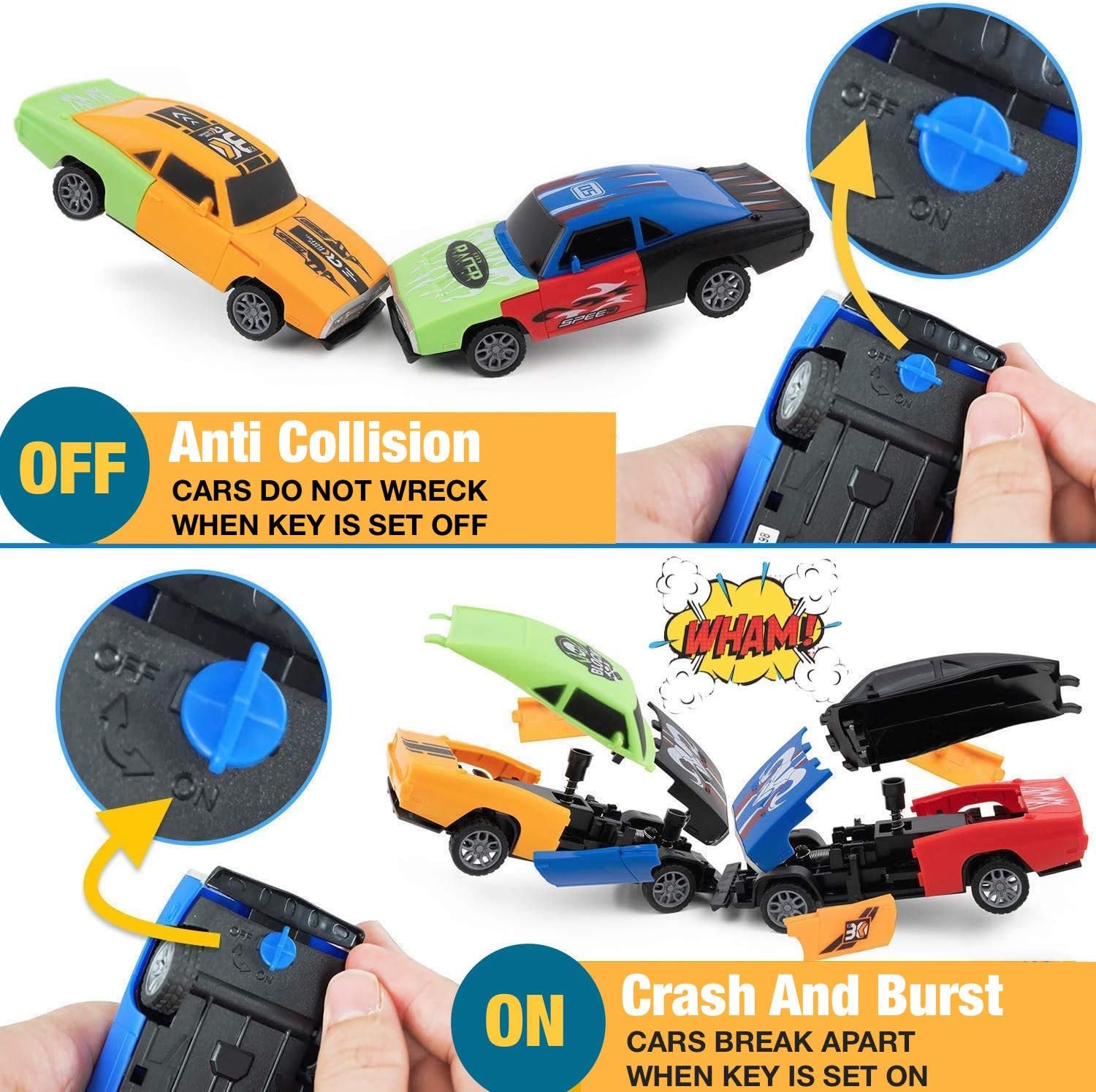 Pidoko Kids Crashing Cars 6 Pack - Pull Back Cars Crash and Take Apart Racers - Cool Toys for Boys 6, 7, 8, 9, 10 Year Old Gifts
