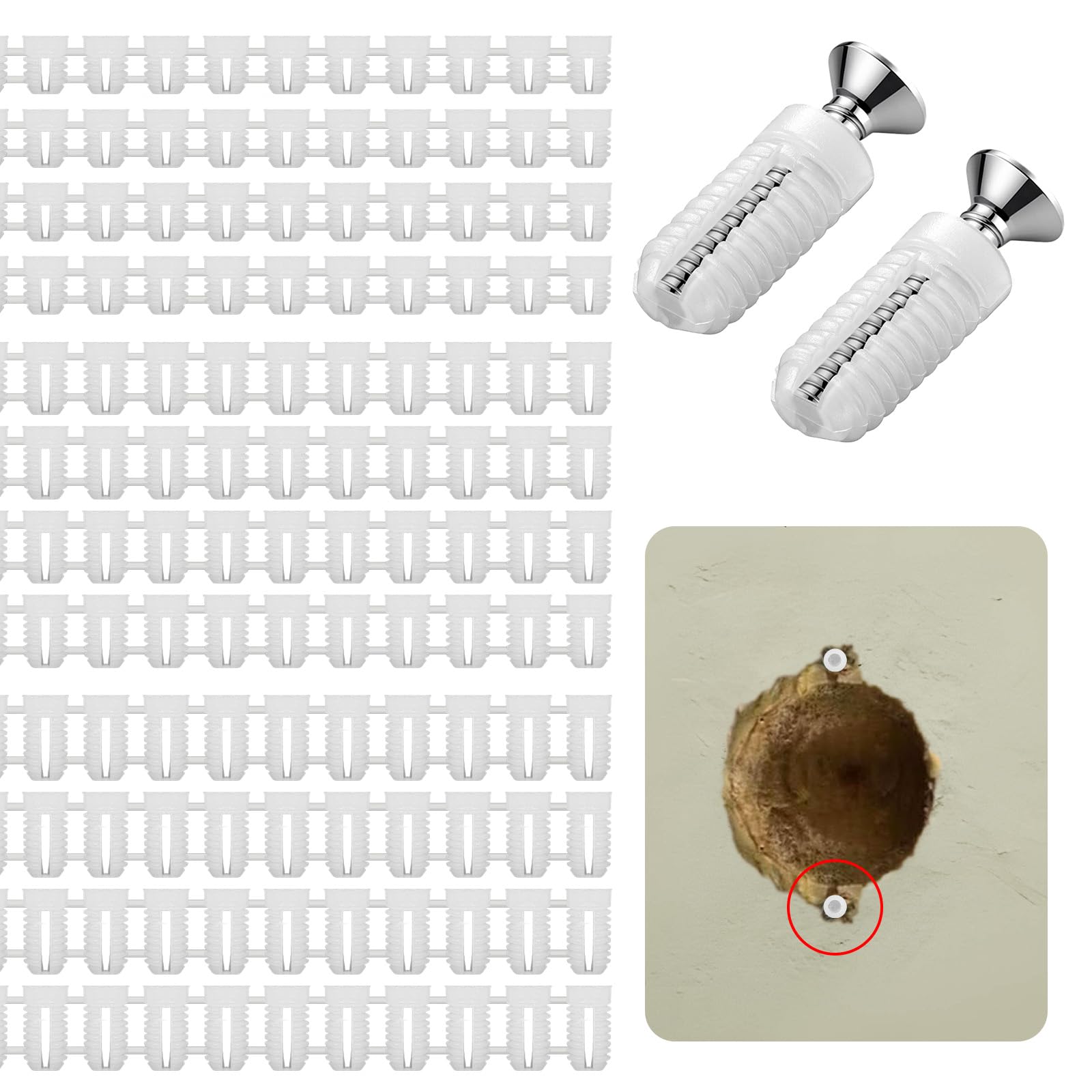 Cobee 450PCS 3 Size Plastic Hinge Dowel Inserts, 8/10/12mm Long Hinge Expansion Dowels Plastic Hinges Dowel Inserts Cabinet Hinges Repair Plate