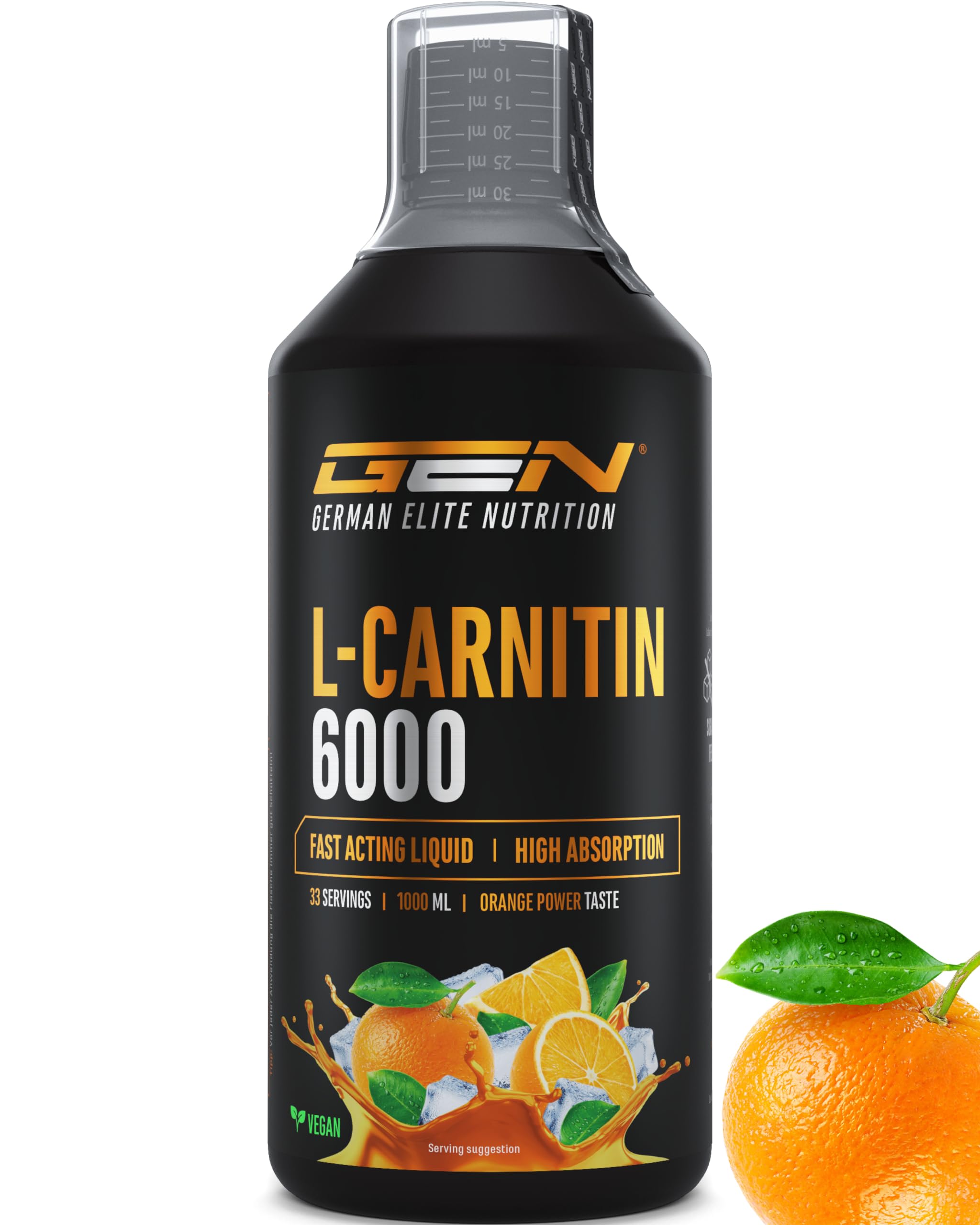 L-Carnitine 6000 Liquid - 1000 ml - Extra Fortement Dosé avec 6000 mg de L-Carnitine Pure par Portion Journalière - Amino Workout Drink