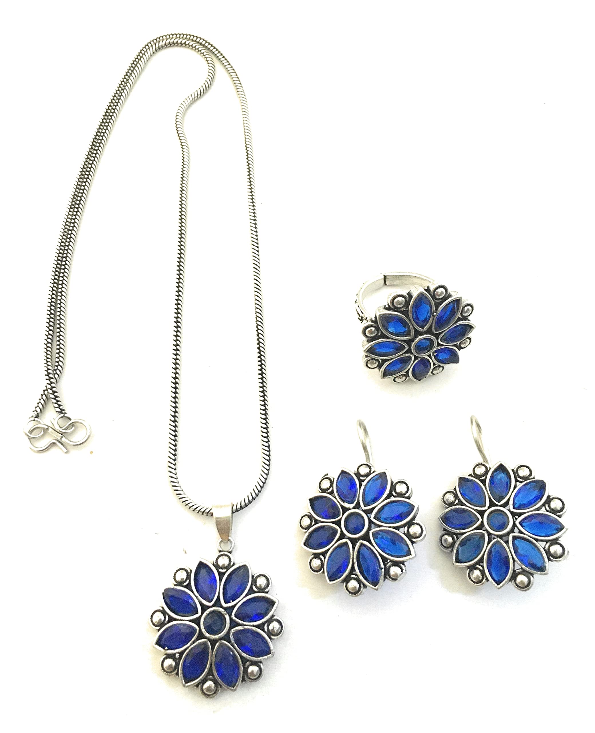 Sasitrends German Silver Stone Studded Oxidized Jewellery Set for Women & Girls (B09VH7P4LT) Amazon Price History, Amazon Price Tracker