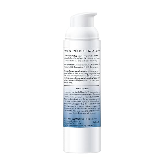 Eucerin Face Immersive Hydration Daily Face Lotion Broad Spectrum SPF 30 Sunscreen, Daily Moisturizer with Hyaluronic Acid Smooths Fine Lines and Wrinkles, 2.5 Fl Oz Bottle