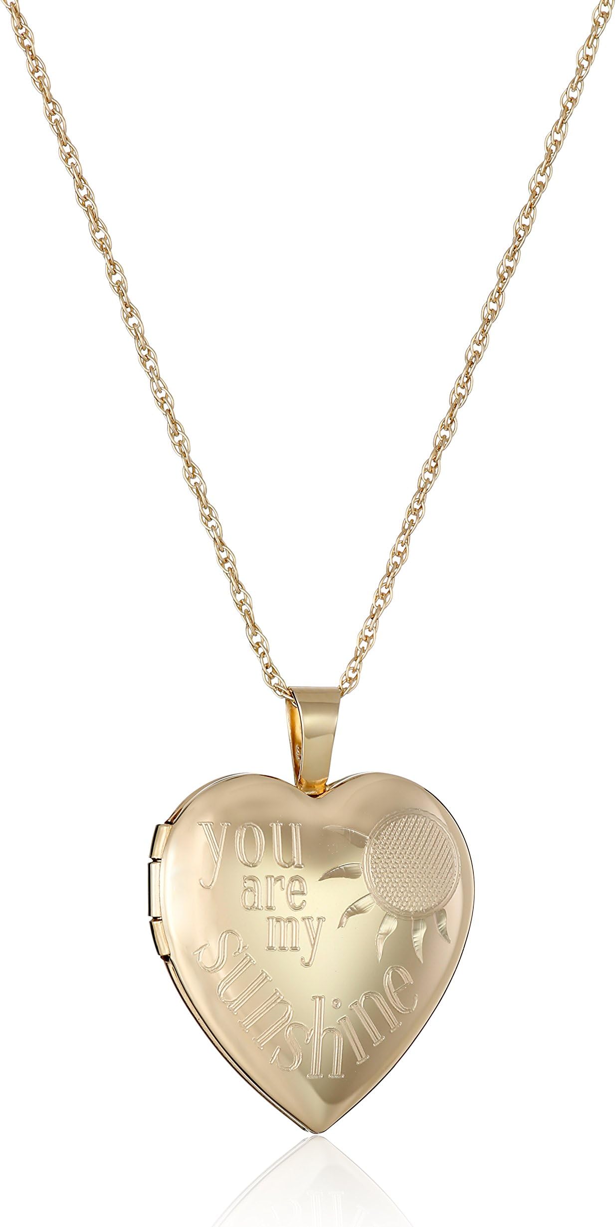 Amazon Essentials 14k Gold-Filled "You Are My Sunshine" Heart Locket Necklace, 18" (previously Amazon Collection)