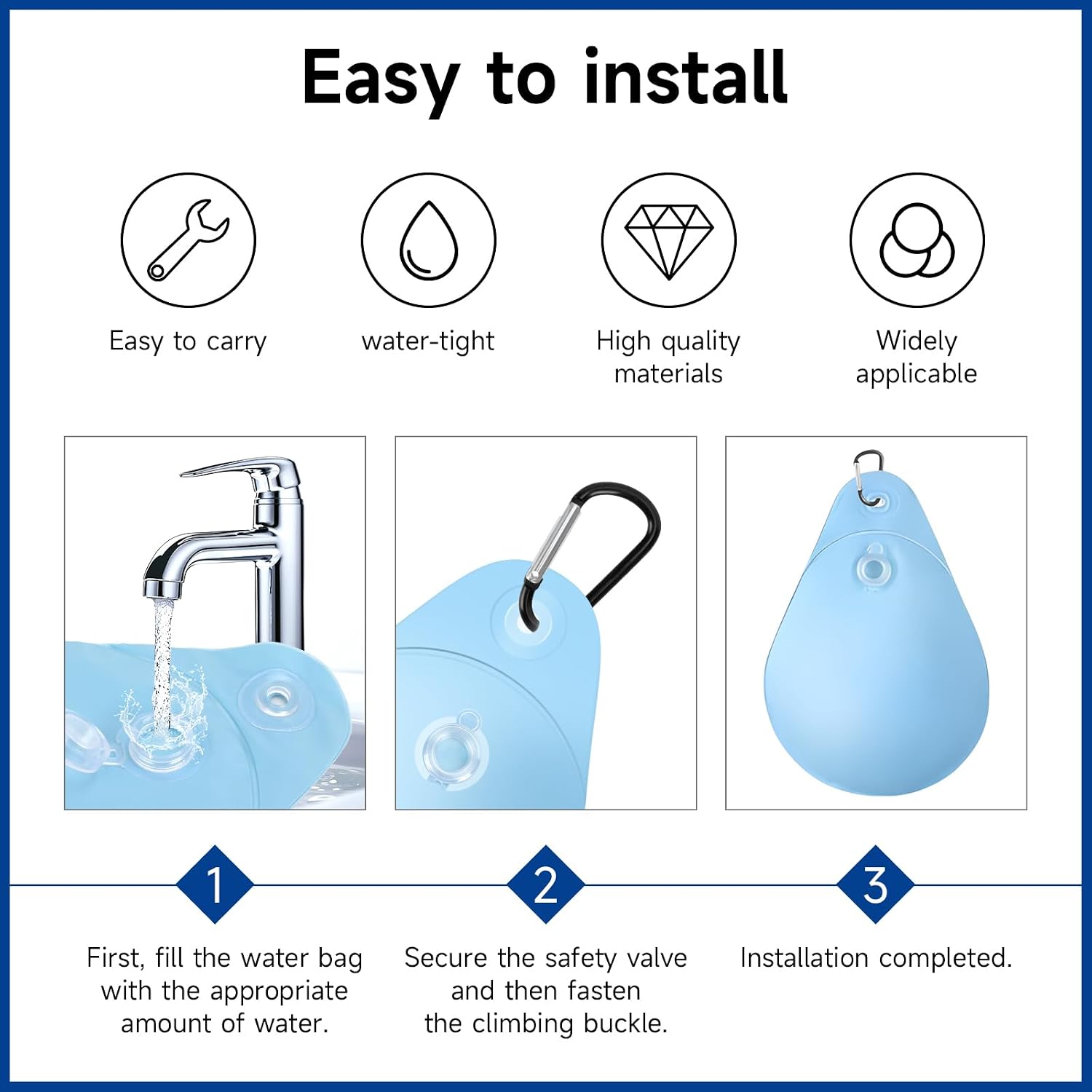 KOMCLUB 10Pcs Light Blue Boat Cover Sand Bags, Mooring Weights Kit‌ | Heavy Duty Waterproof Bag with Clamping Rope & Buckle, Fits Boats, Outdoor Photography & Camping