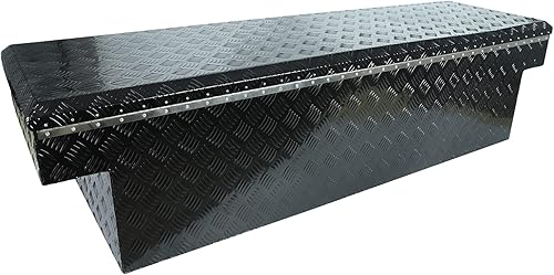 Miniatura 5 de Aikosin Caja de herramientas chapada a rayas de aluminio resistente de 72 pulgadas, caja de herramientas para camioneta, caravana, remolque, caja de