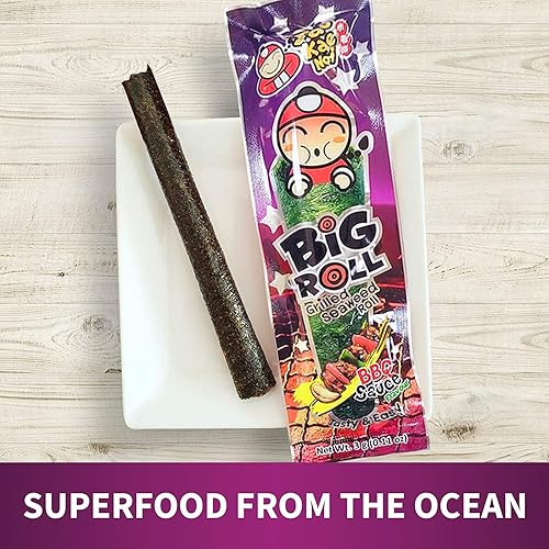 Miniatura 5 de Tao Kae Noi - Bocadillos de algas marinas a la parrilla Big Roll con sabor a barbacoa, rollos de hojas de Nori saludables para niños y adultos,