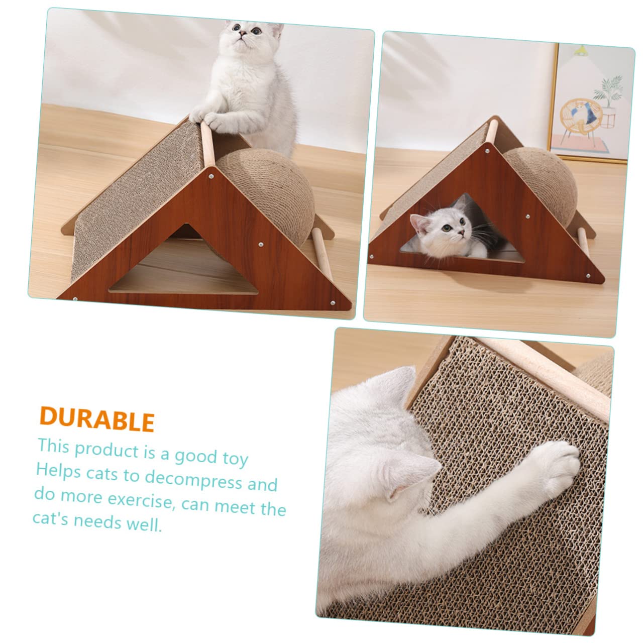 TOYANDONA Rascador De Suelo para Gatos Tabla Rascadora Triangular Juguete para Rascar Gatos Rascador para Gatitos Casa