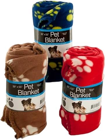 bulk buys Kole KI-OF789 Fleece Paw Print Pet Blanket, One Size