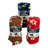 bulk buys Kole KI-OF789 Fleece Paw Print Pet Blanket, One Size
