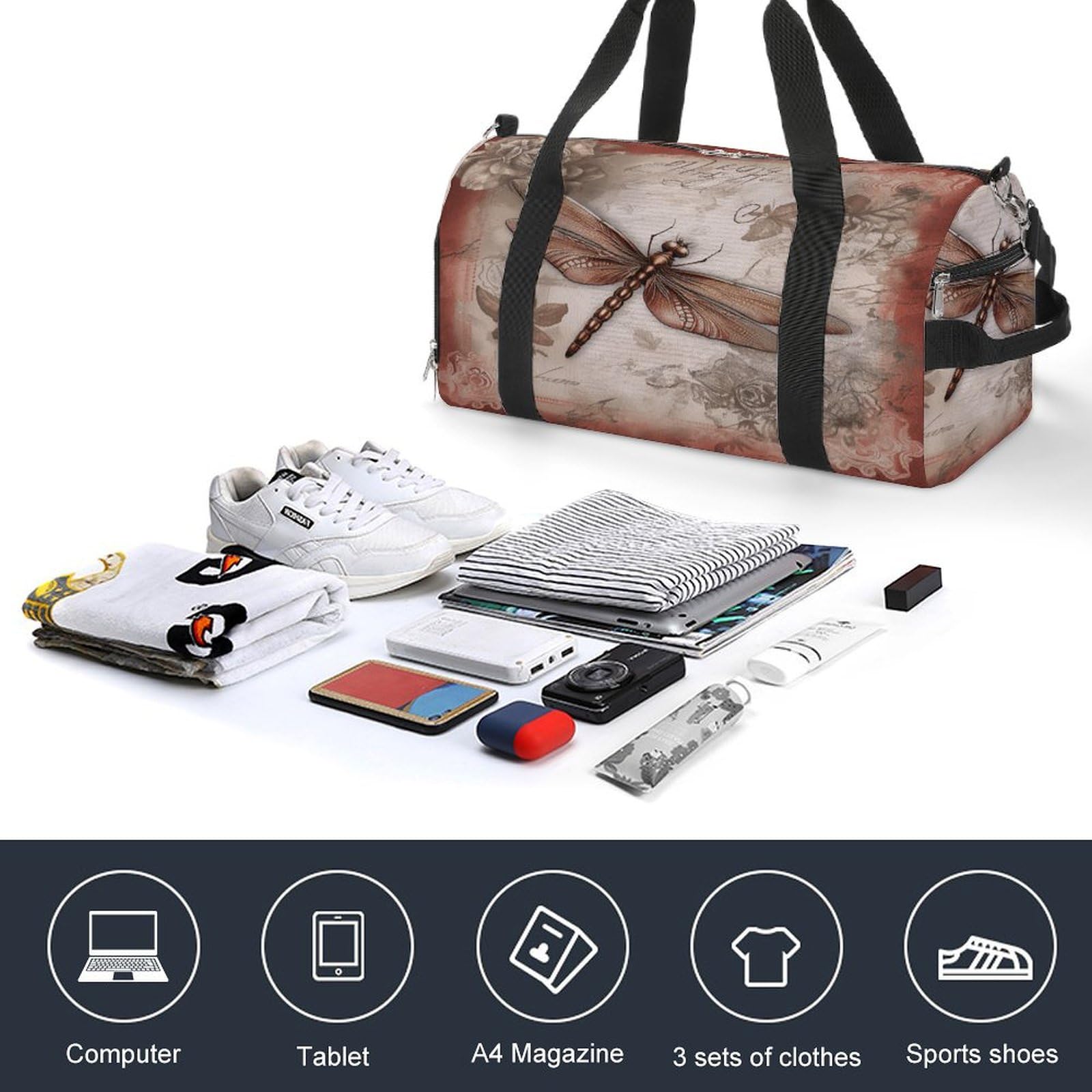 Turnbeutel Libelle Biene Turnbeutel für Damen Herren Rucksack Turnbeutel mit Schuhfach Wiederverwendbar Turnbeutel Mini Turnbeutel Libelle Biene, One Size, Libellen-Biene, Einheitsgröße