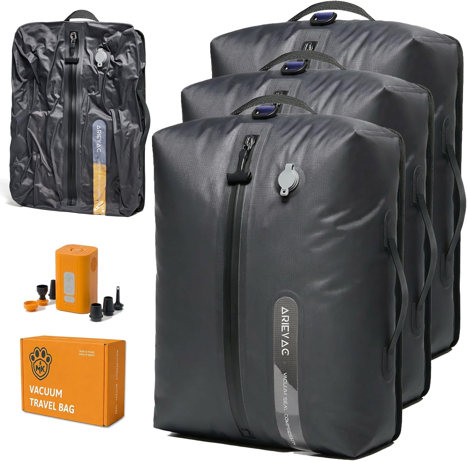 Vacuum Seal Bags for Travel w/Rechargeable Pump, 18L Vacuum Seal Bags for Travel w/Rechargeable Pump, 18L