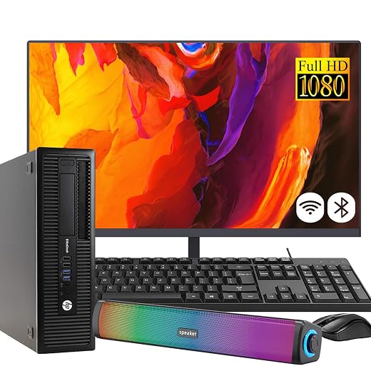 HP EliteDesk 800G1 SFF Desktop Computer Bussiness PC with 24" Full HD Monitor, Core i5-4590T, 16GB RAM, 256GB SSD with 1TB HDD, WiFi, Bluetooth, Win10 Pro (Renewed)