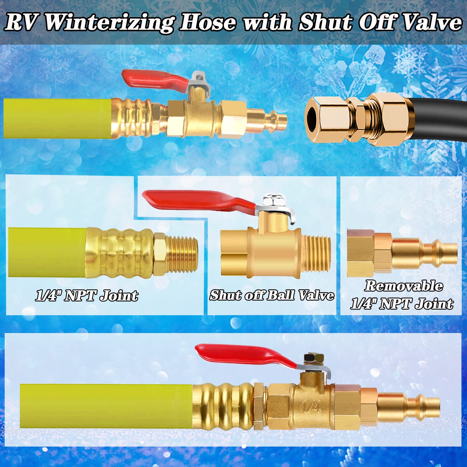 Camper Winterizing Kit Blowout Shut Off Valve Adapter Hose - Foto 3