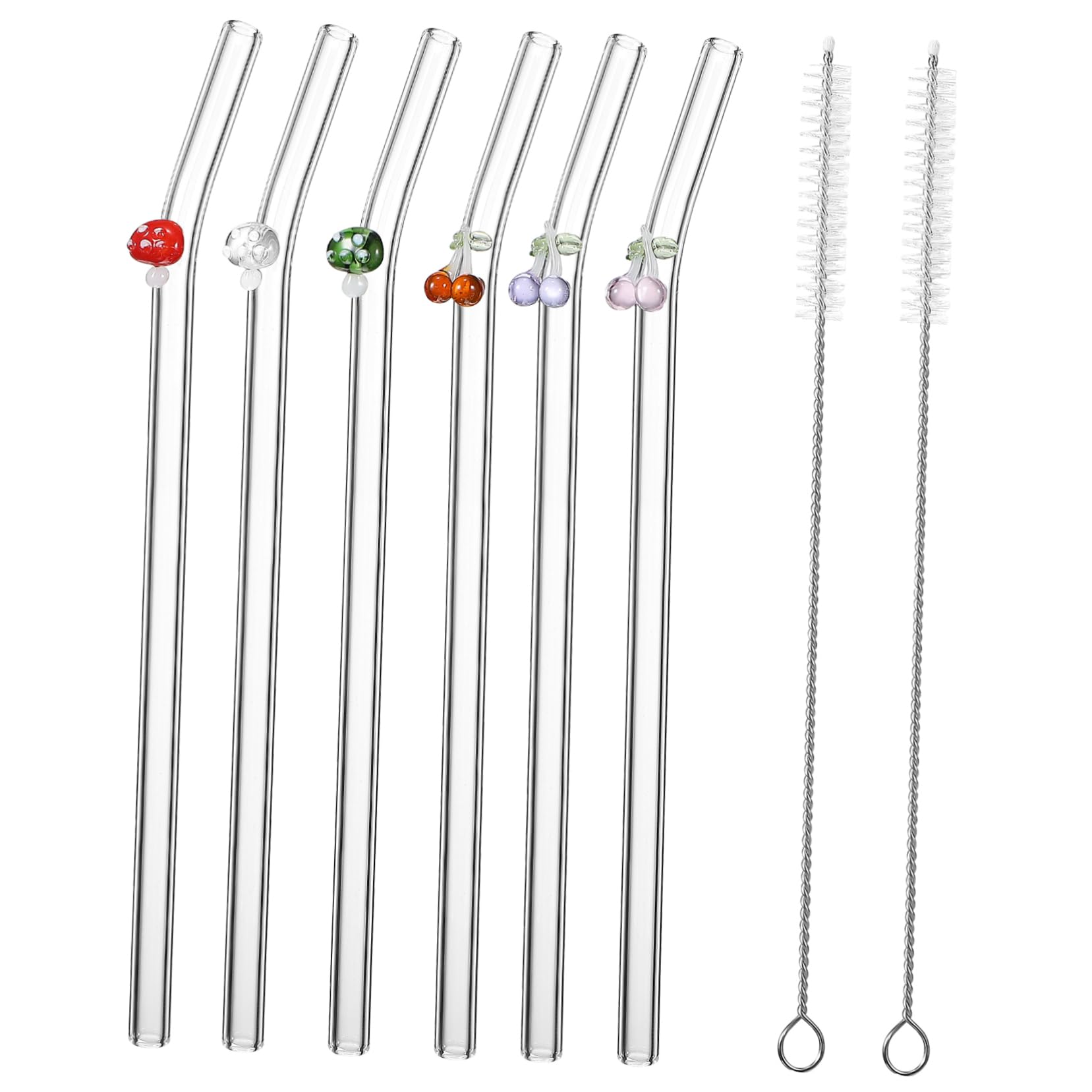 Pailles en verre réutilisables Cabilock avec brosses et breloques