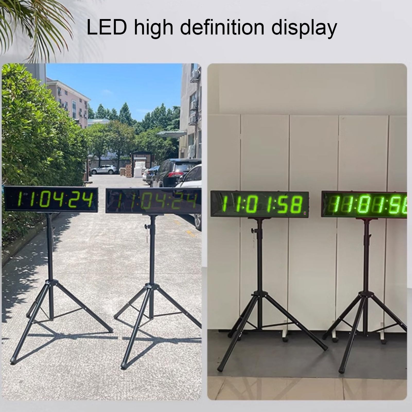 Fafeicy Minuterie de Gymnastique, Horloge de Chronométrage de Course à LED, Affichage Vert de 1,5 Pouces, Compte à Rebours avec Télécommande, Bouton Filaire, Support Télescopique pour