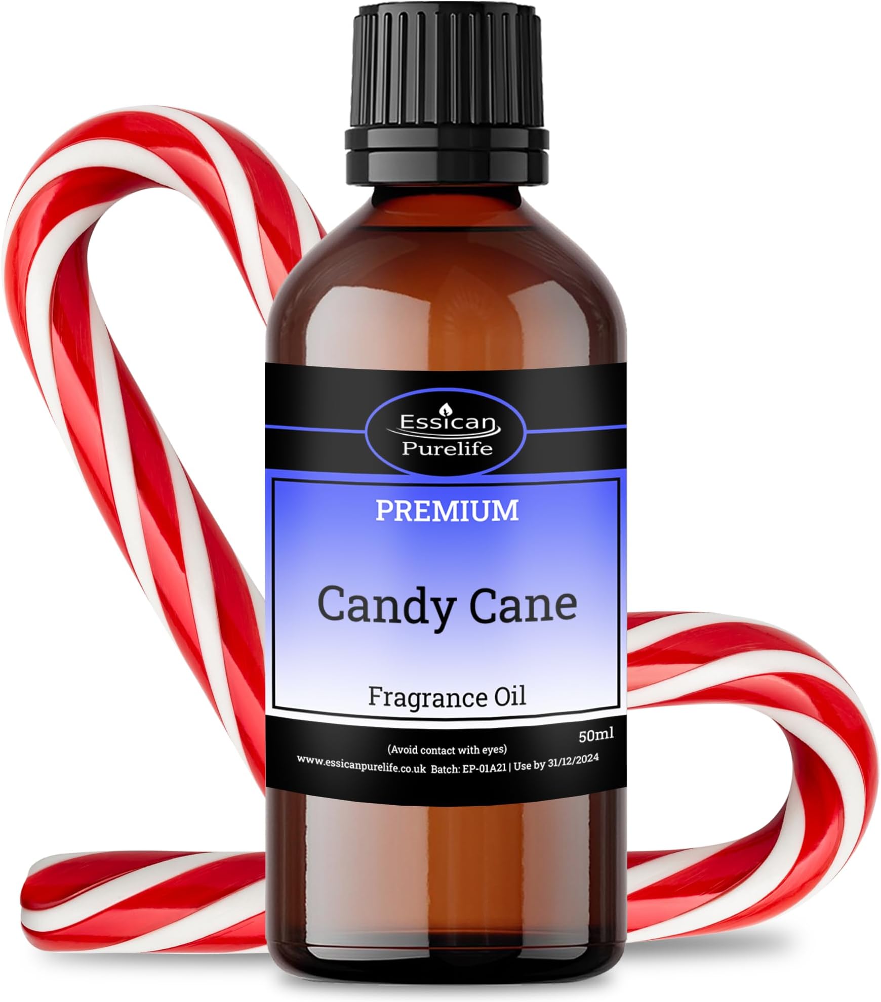 Candy Cane Fragrance Oils for Diffuser, Highly Scented Oil for Making Candle, Soap, Wax Melt, Oil Burners, Cosmetics Grade - Aromatherapy Diffuser Oils - Vegan Friendly & UK Made - 50ml