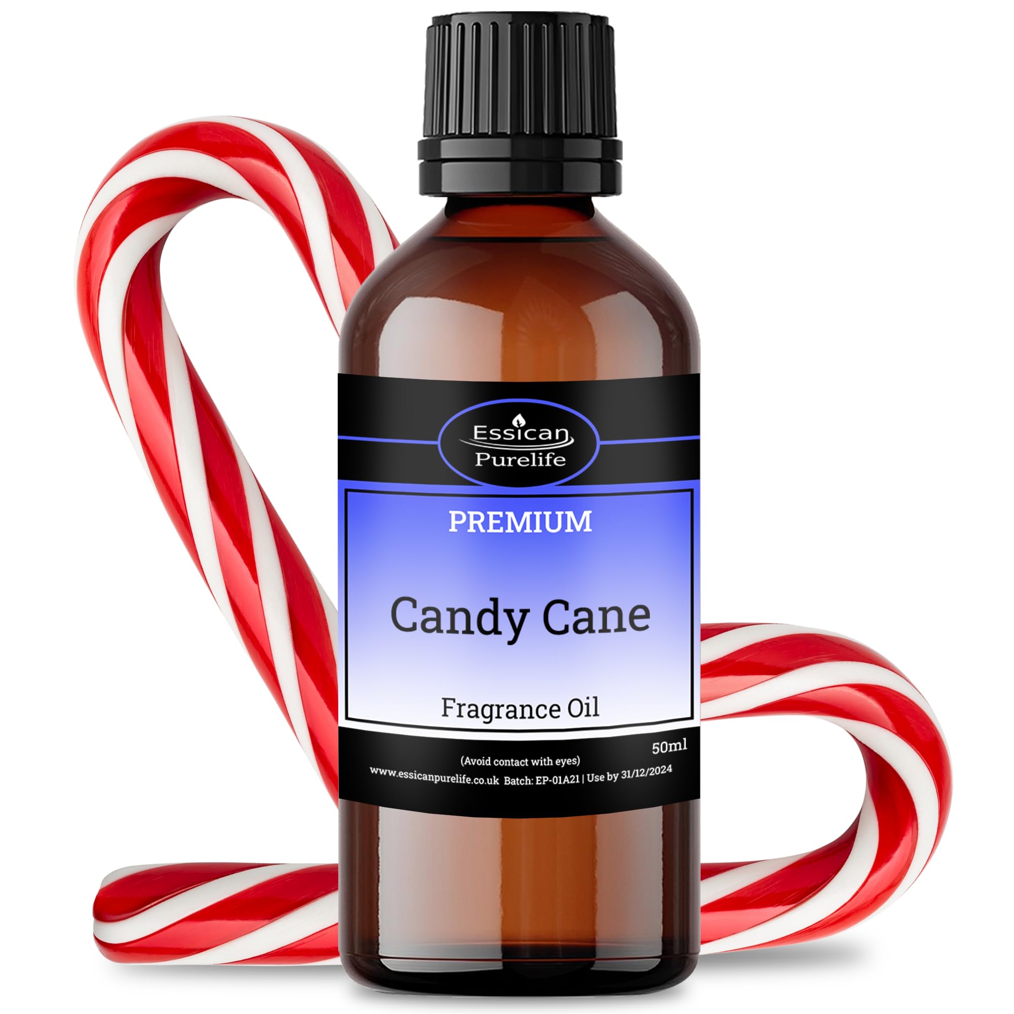 Candy Cane Fragrance Oils for Diffuser, Highly Scented Oil for Making Candle, Soap, Wax Melt, Oil Burners, Cosmetics Grade - Aromatherapy Diffuser Oils - Vegan Friendly & UK Made - 50ml