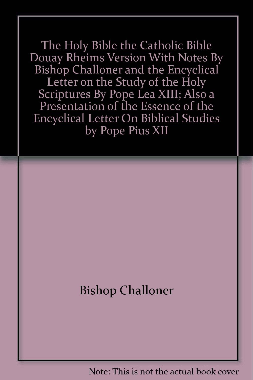 The Holy Bible The Catholic Bible; DouayRheims Version DouayRheims Catholic Bible Amazon