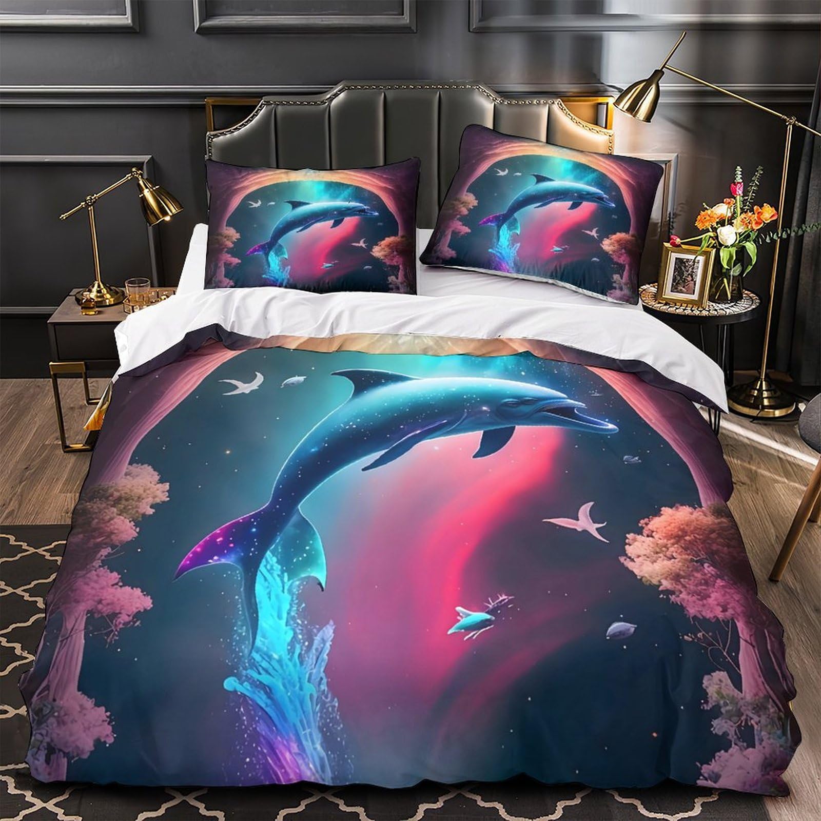 Art numérique du loup housse de couette 3D king 220x240cm avec taies d'oreiller pour ado