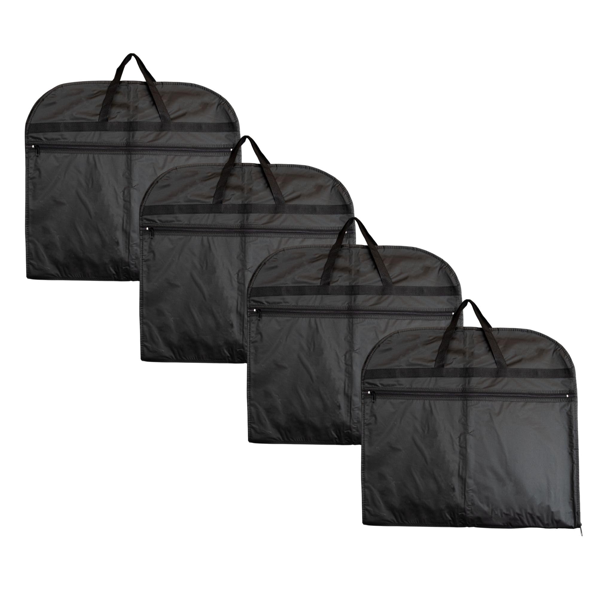 Hoesh 44" & 54" Black Waterproof and Breathable Suit Carriers Dress Garment Bag For Travel Clothes Covers With Webbing Handles Pack of 4 (24"x44")