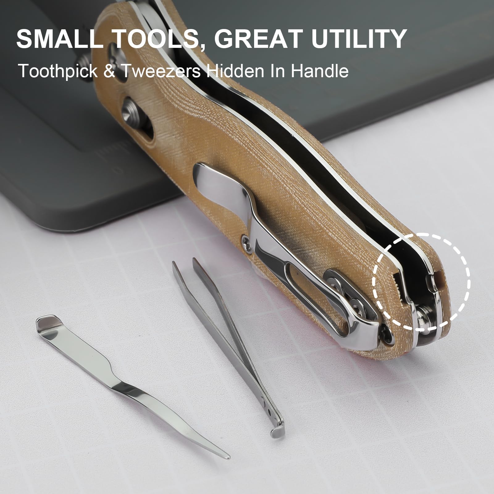 Kizer Uti BEAR 2 (Werkzeuglose Version) Klappmesser, Schnellwechsel-Teppichmesser EDC-Messer mit 5 Stück 7 cm Rasierklingen, Kupplungssperre und Taschenclip Kleine Taschenmesser V3619JA7