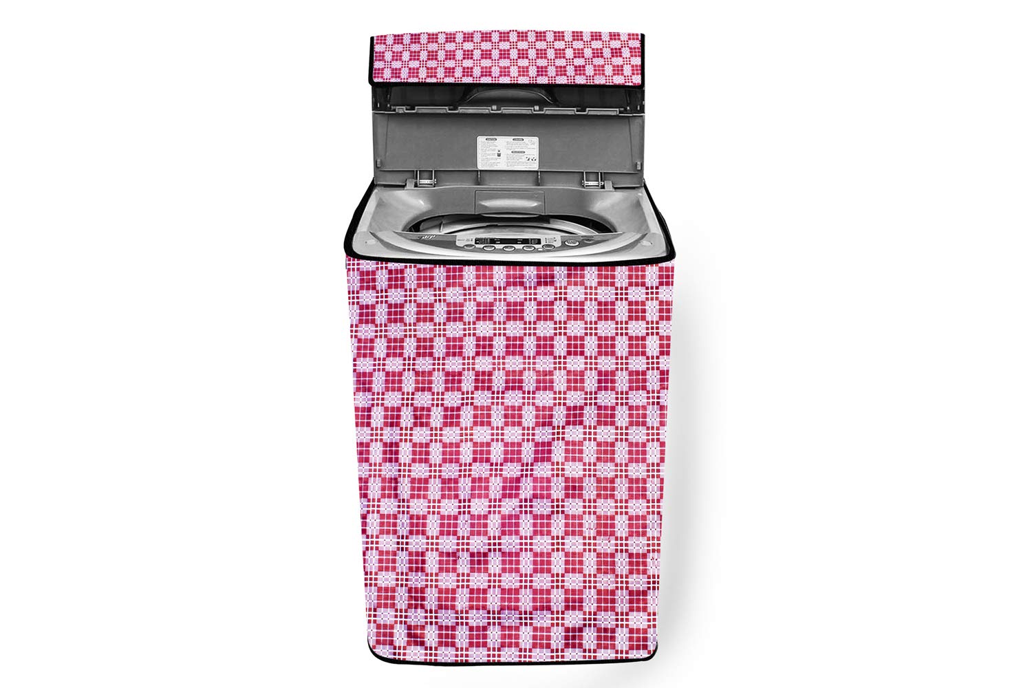 Stylista Washing Machine Cover Compatible for Bosch 6.5 Kg Fully-Automatic Top Load WOE654W0IN/WOE654Y0IN Checkered Magenta-image-22