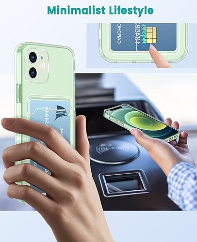 Miniatura 6 de Funda para iPhone 12, funda transparente para iPhone 12 con tarjetero a prueba de golpes, delgada, compatible con iPhone 12, transparente