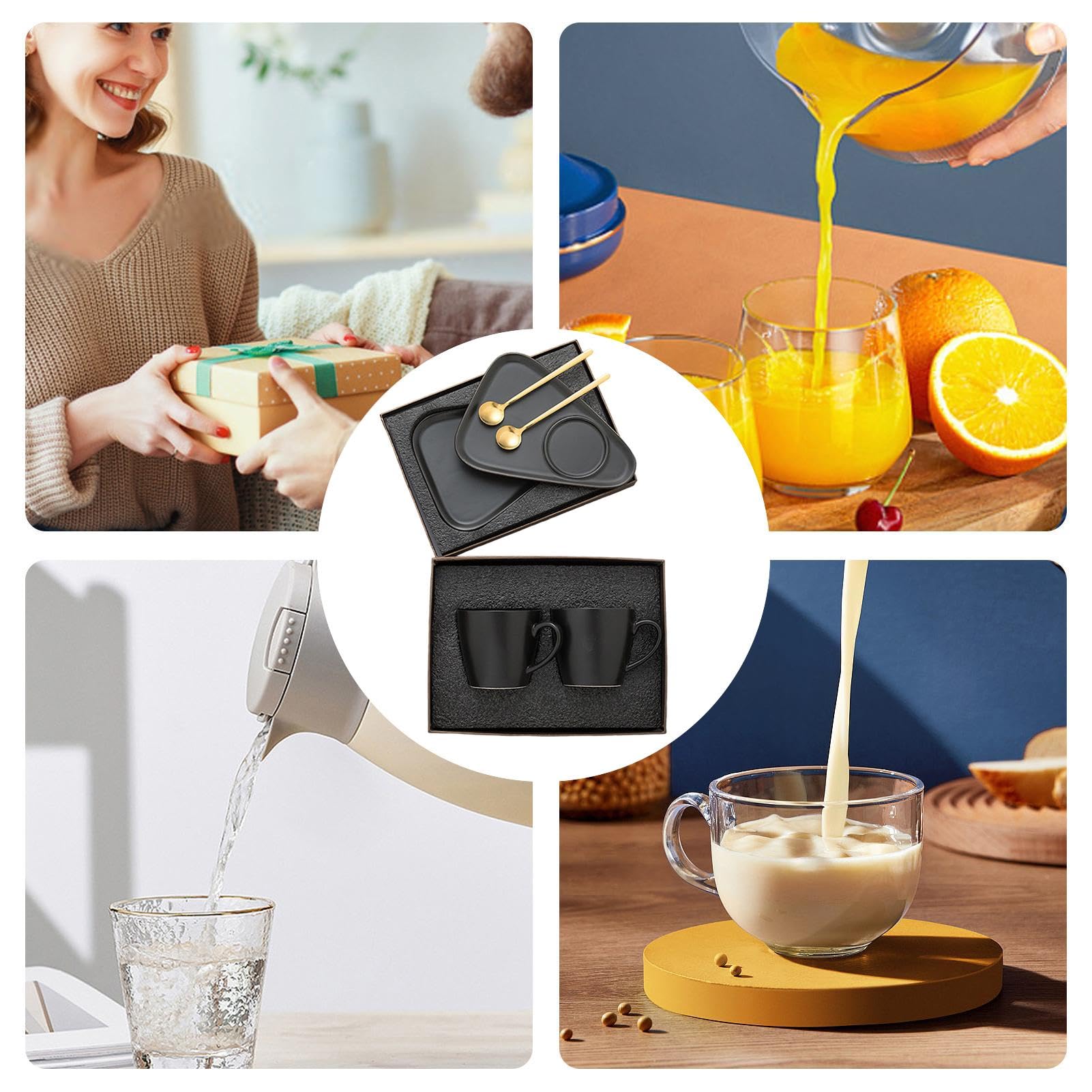 Cappuccino-Tassen-Set, Espressotassen aus Keramik Hitzebeständige | Kaffeetassen-Set mit Untertassen und Löffeln für Freundin, Ehefrau, Freundin, Schwester, Tochter