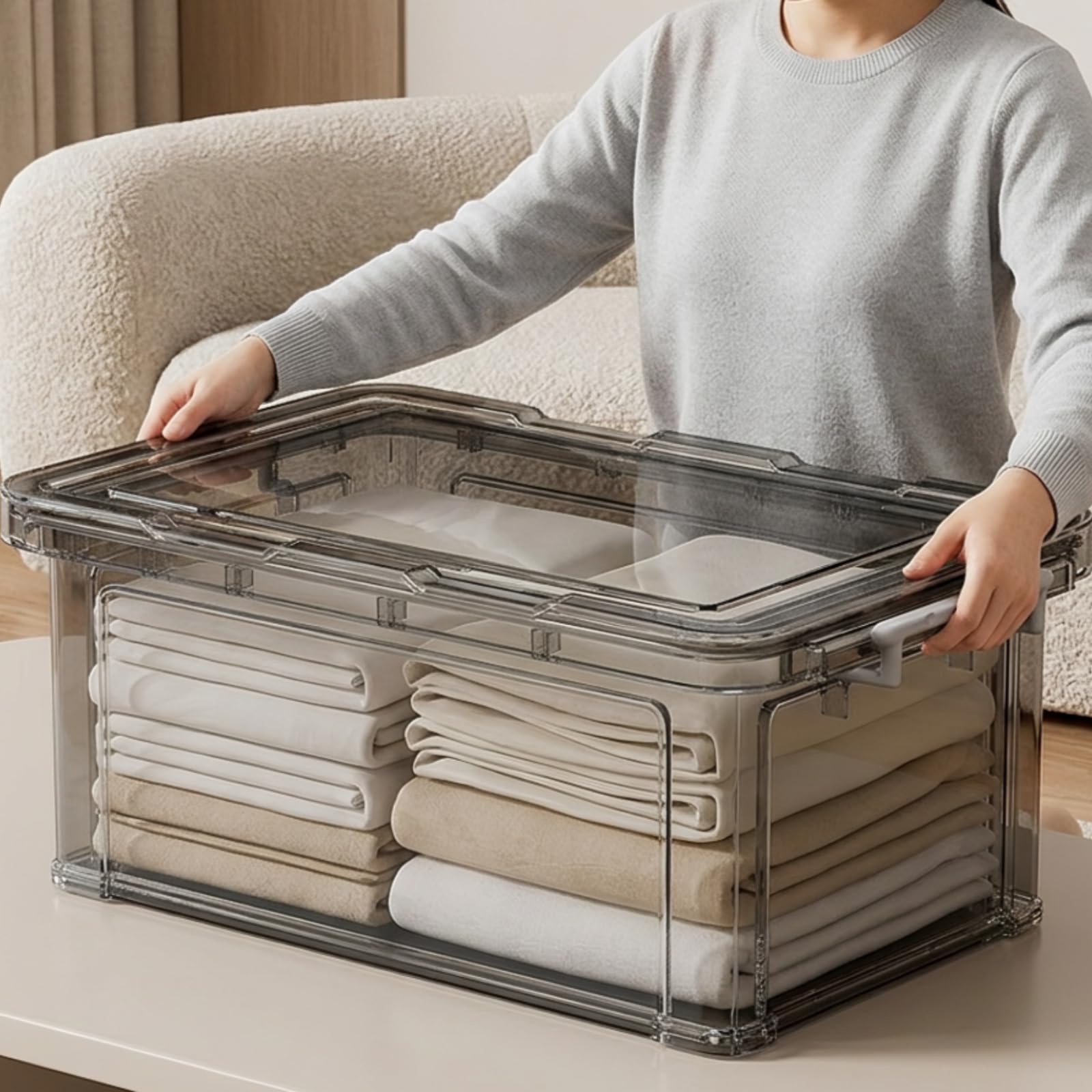 predolo Scatola Rettangolare Impilabile, Trasparente, 5XL 66x44x30.5cm