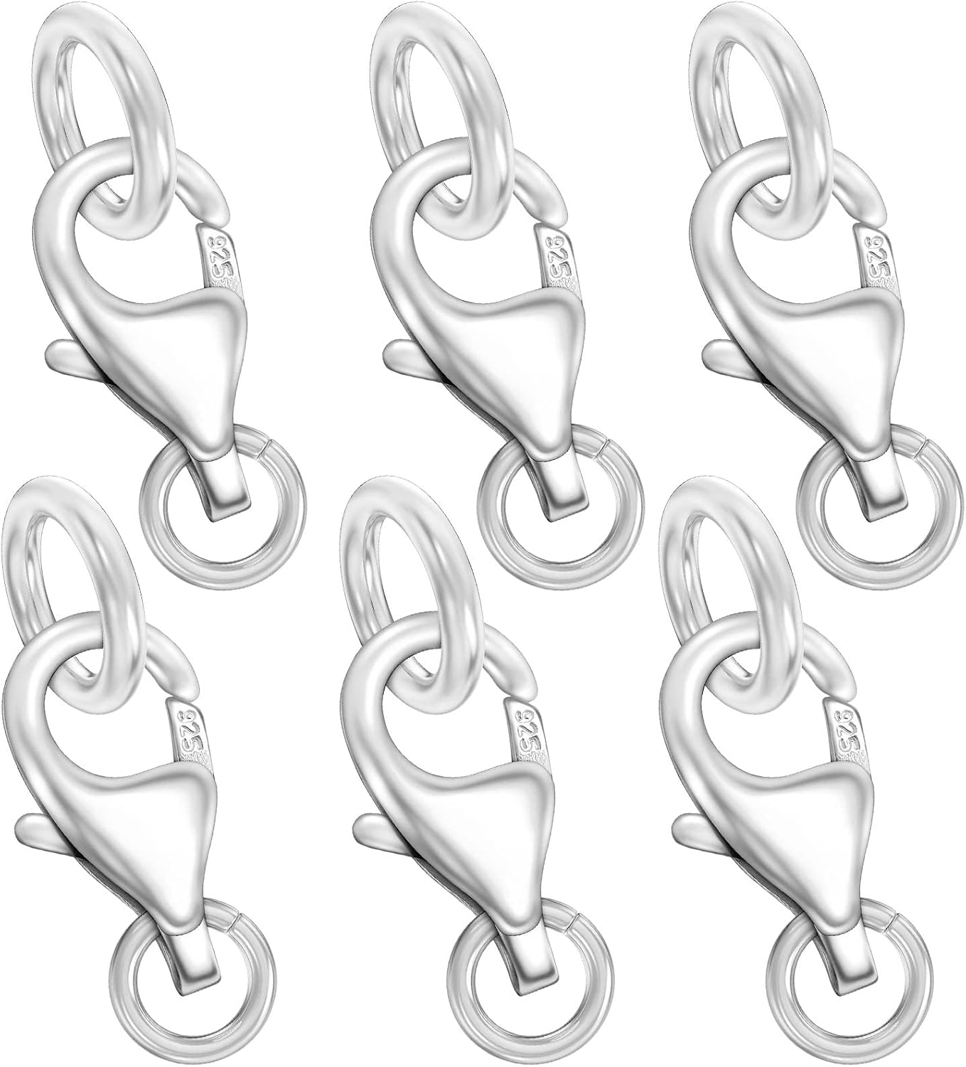 925 Sterling Silver Lobster Clasp with Closed Jump Rings,Necklace Clasps and Closures Lobster Claw Clasp Suitable for Jewelry Making Findings and Bracelets