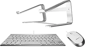 Macally Wired Mini Keyboard, a Silent Wired Mouse, and an Ergonomic Laptop Stand, Perfect College Student Gift