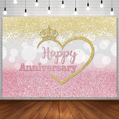 Sendy Telón de fondo de feliz aniversario para parejas, animaciones a 1 10 años, decoraciones de fiesta de boda número 50 para decoración de fiesta