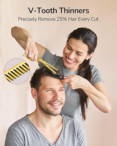 Miniatura 3 de ULG Juego de tijeras profesionales para cortar el cabello, tijeras de peluquería japonesas de acero inoxidable de 6.5 pulgadas y tijeras de