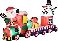 Vista 9 de Outsunny Tren inflable de Navidad de 8 pies para decoración al aire libre con Papá Noel, muñeco de nieve, pingüino y cajas de regalo, decoración