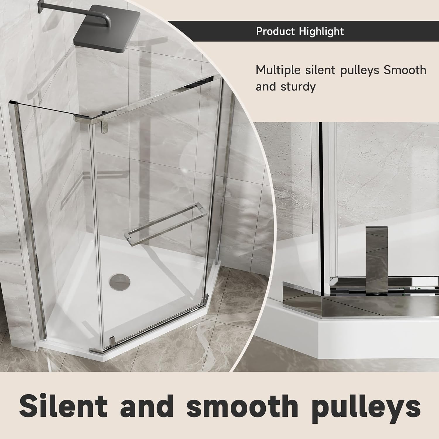 Neo-Angle Corner Shower Enclosure - 36 * 36 * 72Inch Frameless Pivot Shower Door with SGCC Tempered Glass, Chrome Finish - Space-Saving Design for Modern Bathrooms,Base not Included