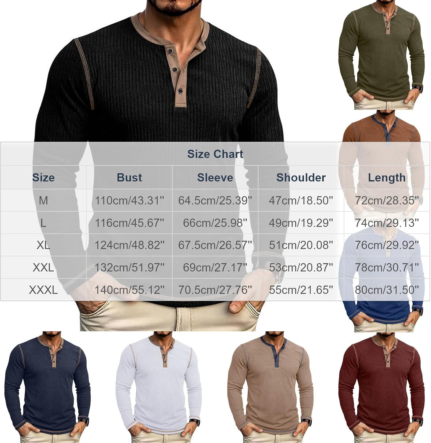 Knit Henley Shirts for Men Casual Solid Color Blouses Bussiness | Button Down,Loose Fit Tunic Top,Fishing,Work,Construction,Workout,Athletic,Undershirt,hiking,outdoor,2026 Fall Clothes,