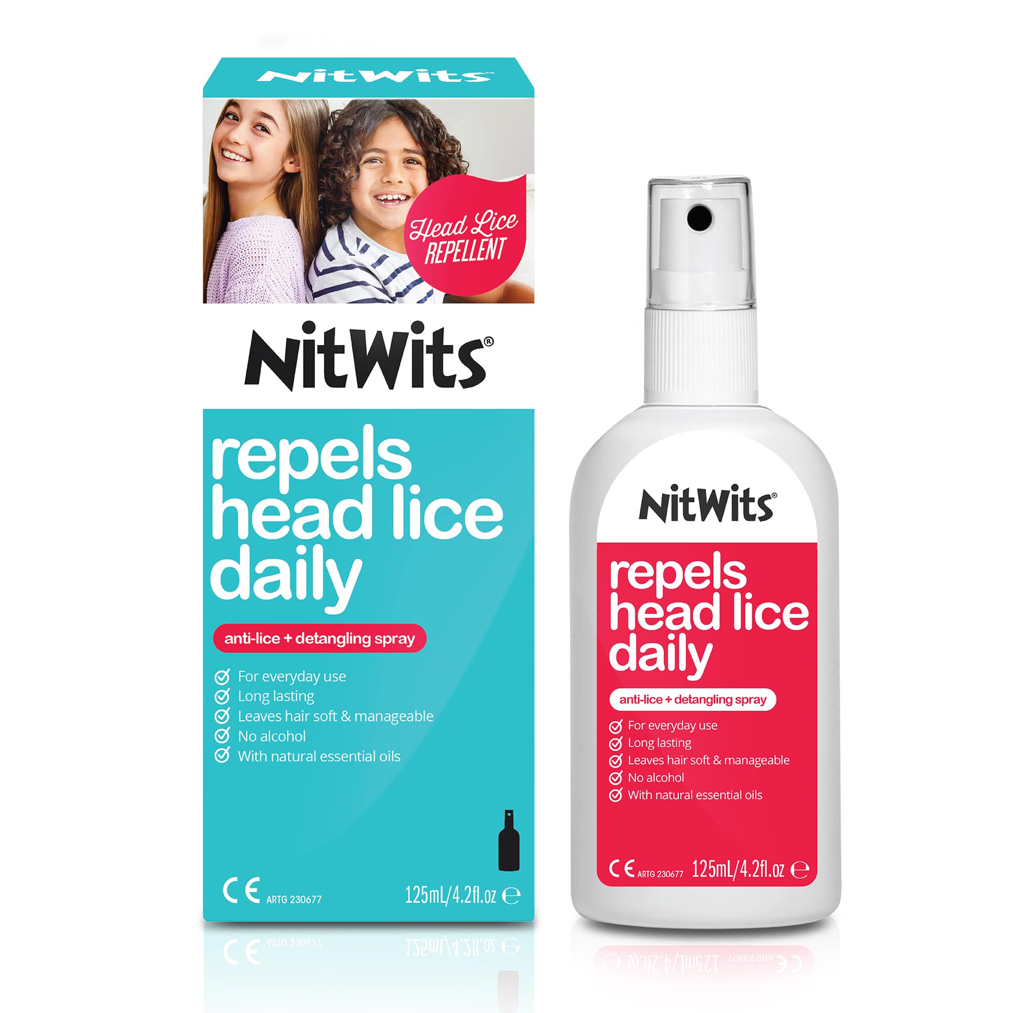 NitWits Anti-Lice & Detangling Spray, 2-in-1 Repellent and Detangler, 125ml