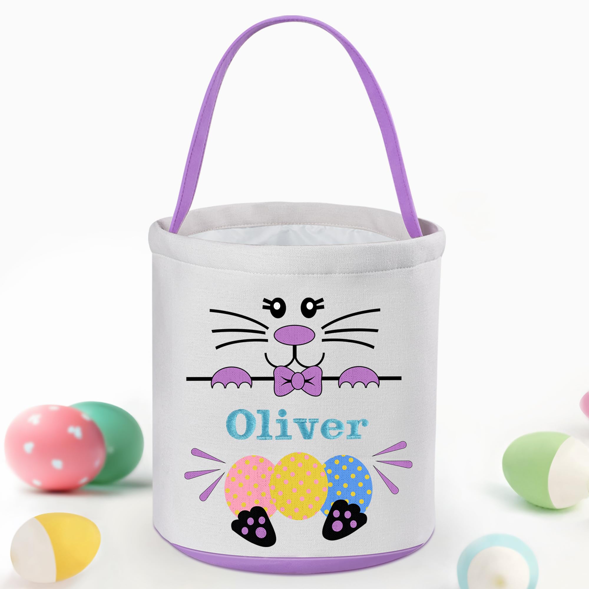 Easter Basket for Boys Girls, VAPCUFF Personalized Easter Basket, Easter Bunny Basket, Easter Egg Hunting Basket, Easter Baskets for Kids Babies