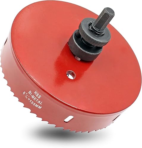 Miniatura 2 de Hordion Sierra de agujero de 6.102 in y 6.1 pulgadas con brocas y cenador, cortador de agujeros bimetálico resistente para tableros de cornhole y