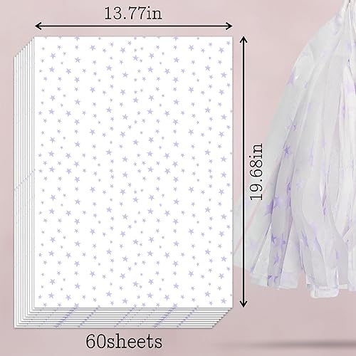 Miniatura 3 de Hi Sasara 60 hojas de papel de seda de estrellas moradas, papel de seda de estrella púrpura para bolsas de regalo, papel de regalo morado para