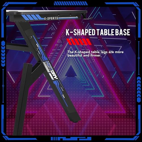 Miniatura 4 de FDW Escritorio para computadora, escritorio para videojuegos, mesa de computadora para estudiantes, escritorio de oficina, mesa de estación de