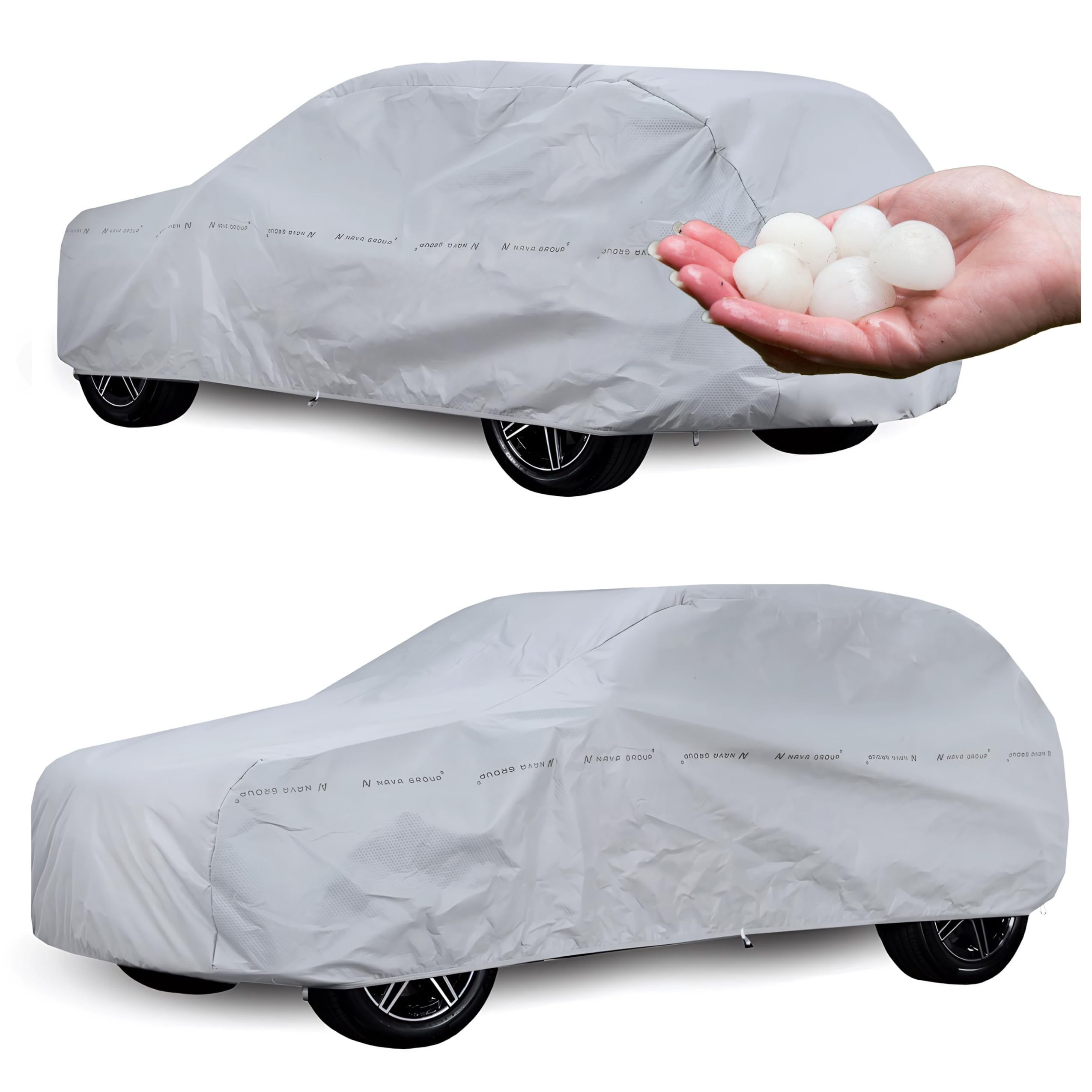 Bâche Anti-Grêle, Protection de Carrosserie Contre la Grêle et la Pollution, Filtre UV, Toute l'Année, Épaisseur 7 mm, 480-505 cm Combi