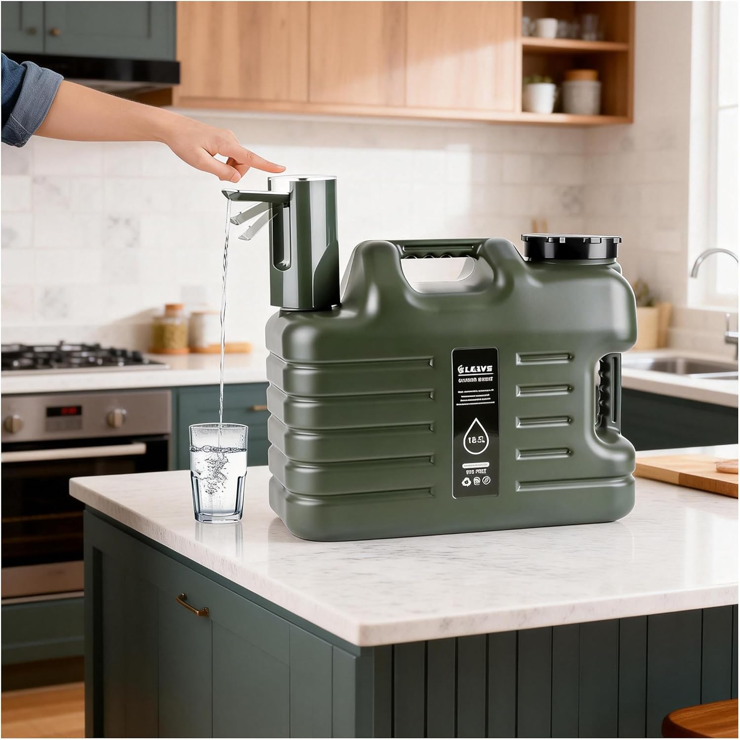 Portable 5 Gallon Water Jug with Touch Control Pump, Type-C Rechargeable & Leak-Proof Spigot - Emergency Water Storage for Home, Power Outages, Camping, and Outdoor Use (BPA-Free, Upgraded)