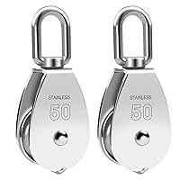 Vista 10 de M15 - Bloque de Tracción de Polea Simple con Gancho Giratorio para Grúa de Elevación, Acero Inoxidable 304, Cuerda de 1/4 pulgadas x Roldana de 3/5