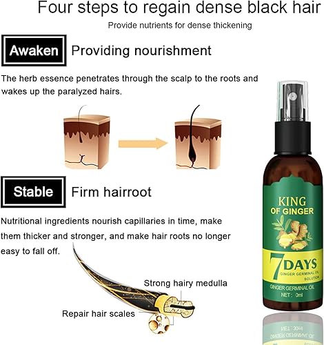 Miniatura 7 de Shouga Kingu Aceite de crecimiento del cabello, aceite de jengibre para el crecimiento del cabello, aceite germinal de jengibre 7 días, King of