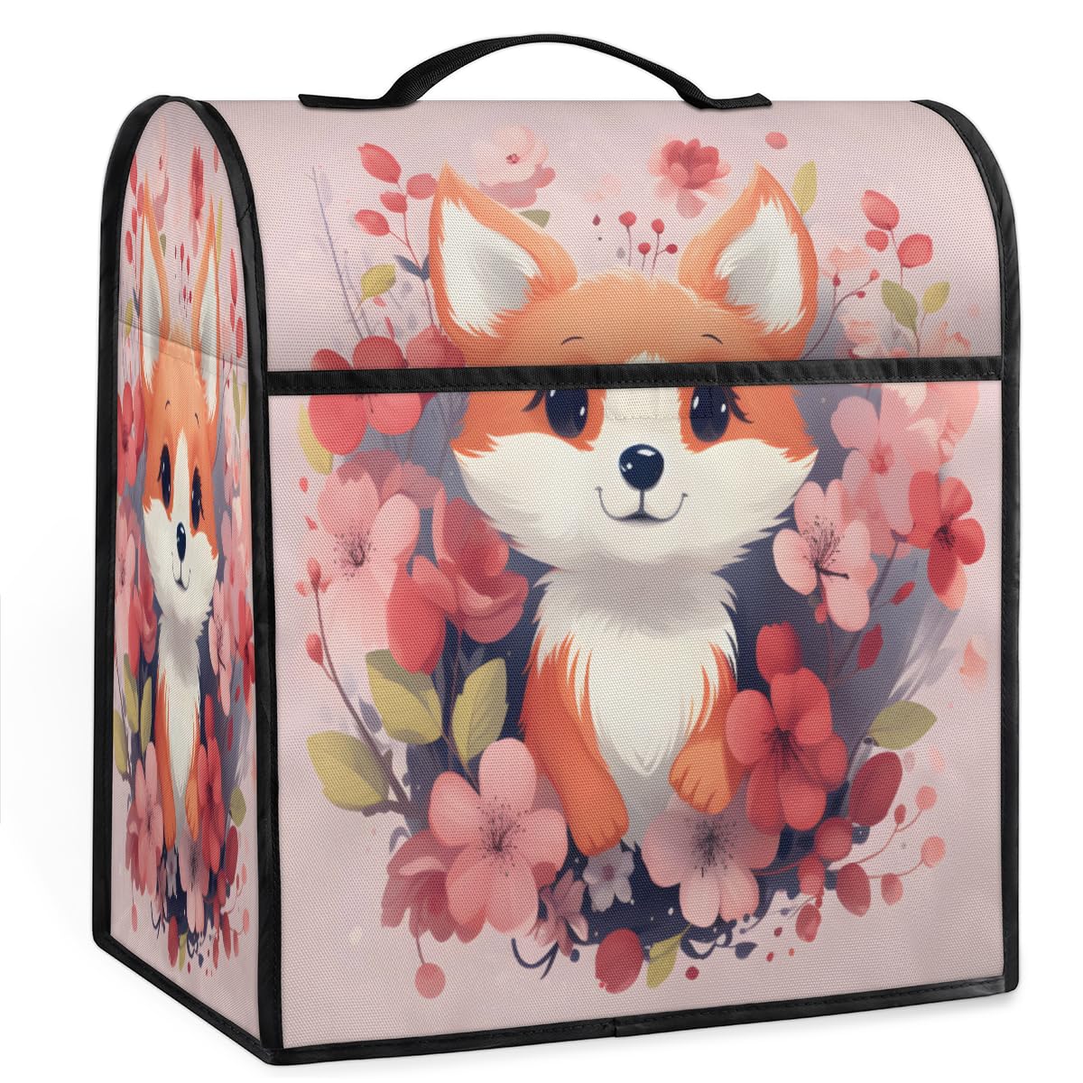Coffee Maker Cover Cute Childish Fox Kitchen Appliance Covers Small Appliance Covers Blender Cover Juicer Cover Dust Covers for Kitchen Appliances with Top Handle and Pockets,Washable,C55