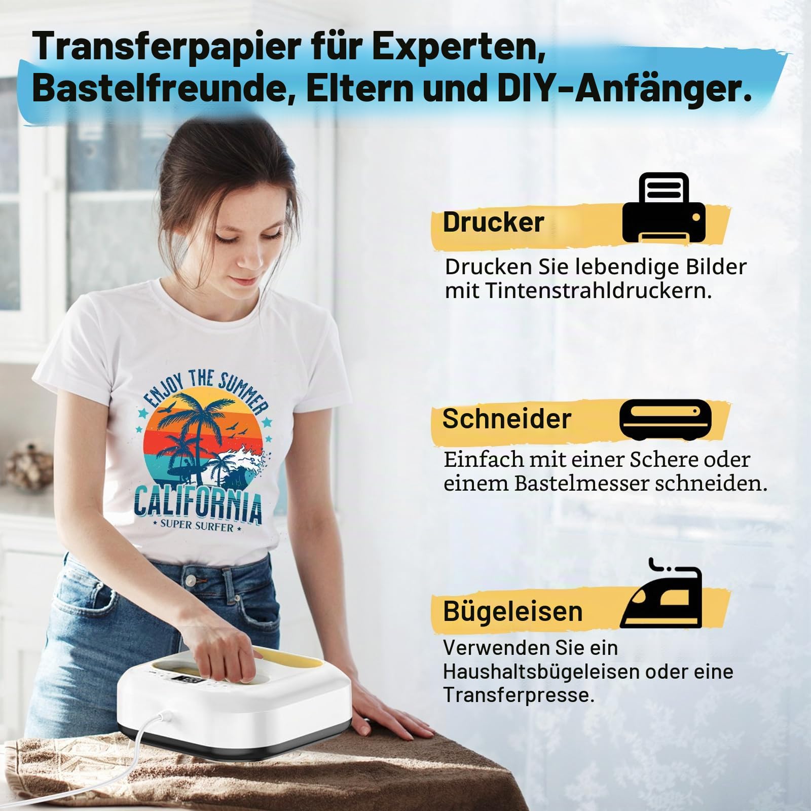 TECKWRAP Bedruckbares Wärmetransferpapier für T-Shirts, 30 Blatt, 21,1 x 29,7 cm, bedruckbares Wärmetransfer-Vinyl für Tintenstrahldrucker, Transferpapier zum Aufbügeln für helle und dunkle Stoffe