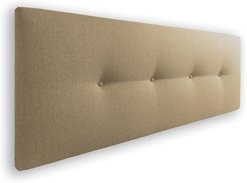 Silcar Home - Cabecero de Cama 135 Tejido Arena Silvi - Tapizado, Estructura Madera, Hilera Botones Estilo Moderno - Fácil Instalación, Acolchado Confort - 135 cm, Tela Arena