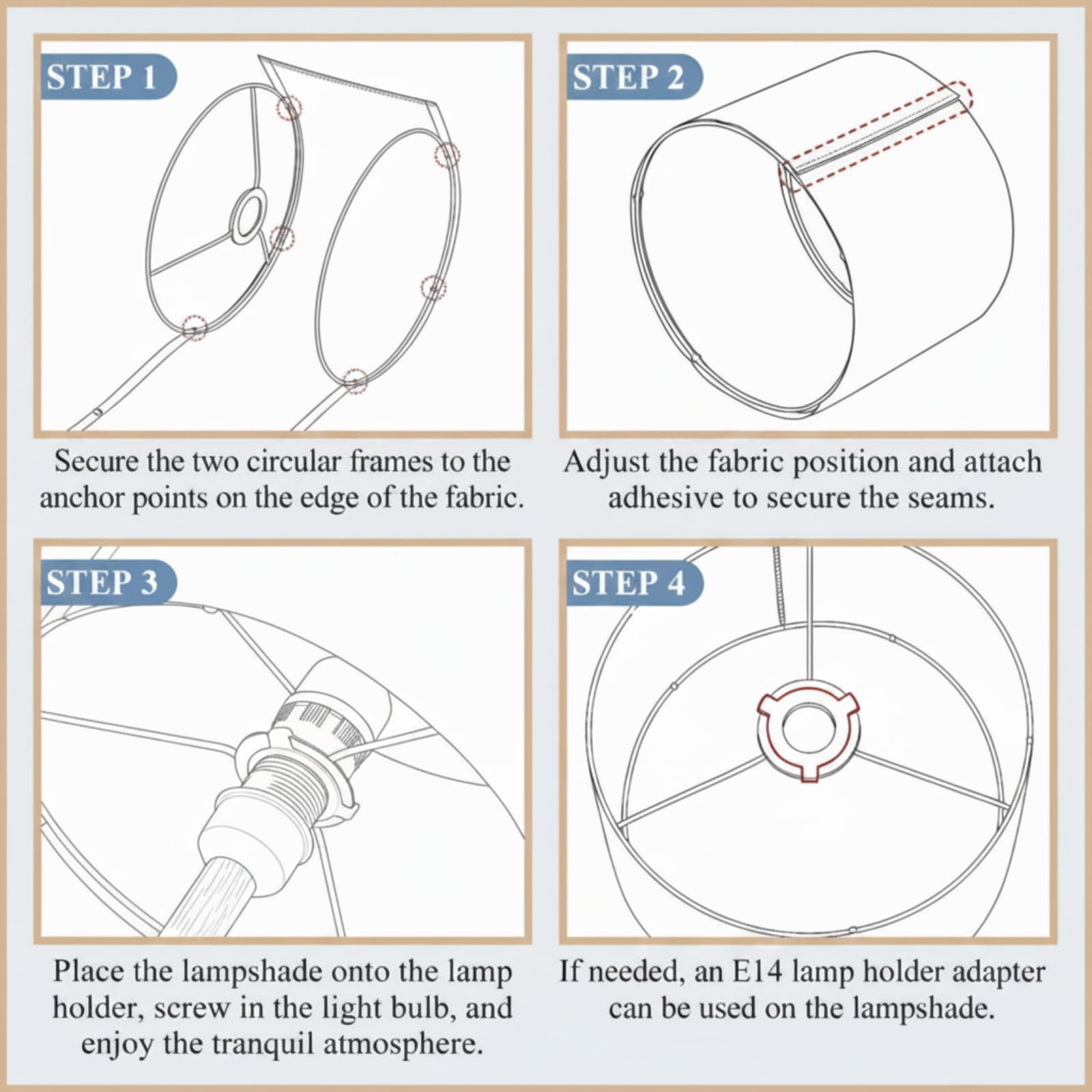 Weewooday Confezione da 2 paralumi bianchi per soffitto da 30,5 cm, stile moderno, dorato, con anello adattatore per paralume da E27 a E14, per lampade a sospensione, lampade da tavolo o da comodino